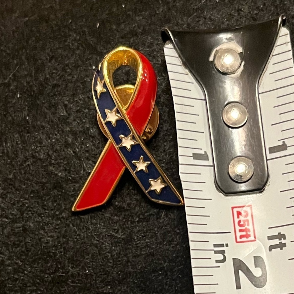 Patriotic American Flag Ribbon Pin with Stars - Picture 4 of 7